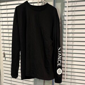 Stance Men’s Black Long Sleeve Shirt with Stance Logo & Writing in White Size XL